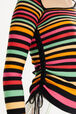 Striped long-sleeved sweater with asymmetric collar Multico striped details view 1