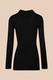 Women Ribbed Knit Cardigan Black back view