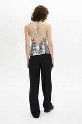 Top à bretelles sequins femme Argent vue portée de dos