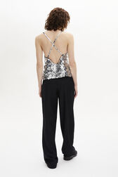 Sequin Strappy Top Silver back worn view