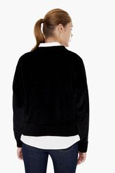 Women Velvet Sweatshirt Black back worn view