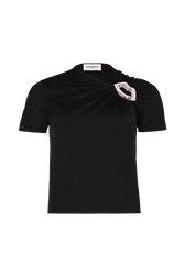 Short-sleeved jersey top Black front view