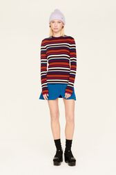 Women Ribbed Wool Sweater Multico striped details view 1