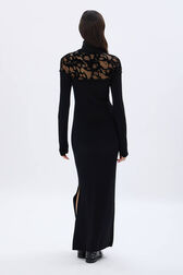 Robe en maille et en dentelle velours Noir vue portée de dos