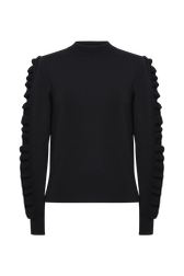 Sweater with ruffle detail Black front view