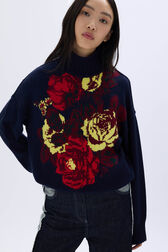 Pull oversize col montant Navy vue de détail 1