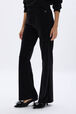 Pantalon coupe flare en velours Noir vue de détail 2