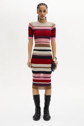 Wool and Lurex Striped Dress Multico striped front worn view