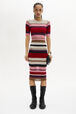 Wool and Lurex Striped Dress Multico striped front worn view