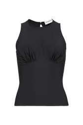 Sleeveless jersey top Black front view