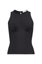 Sleeveless jersey top Black front view