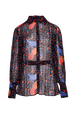 Women Cherry Print Viscose Shirt Black front view