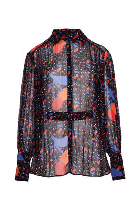 Chemise viscose motif cerise femme Noir vue de face