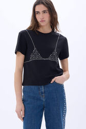 Short-sleeve trompe l'oeil t-shirt Black details view 1