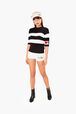 SR Heart Short Sleeve Sailor Sweater Black front worn view