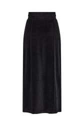Long velvet skirt Black back view