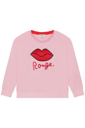 Fleece Girl Sweatshirt "Sonia Rykiel" Print Pink front view