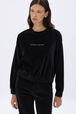 Long-Sleeved Velvet Sweater Black details view 1