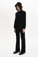 Long-Sleeved Velvet Sweater Black details view 1