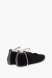 Black Velvet Anklet Ballerinas Black back view