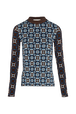 Viscose Knit Crew-Neck Sweater Blue front view