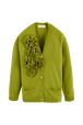 Women Flowers Cardigan Pistachio front view