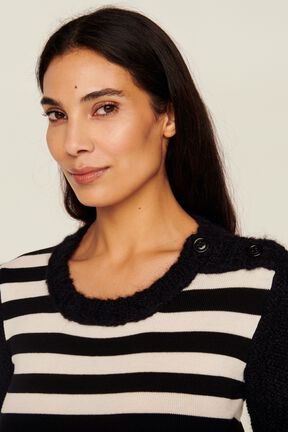 Women Jane Birkin Striped Midi Dress Black/white details view 2