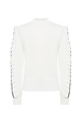 Sweater with ruffle detail Cream front view