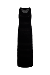 Open-knit cotton crochet strap dress Black back view