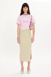 Ribbed midi skirt Green front worn view