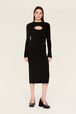 Women Two-Tone Long Skirt Black details view 3