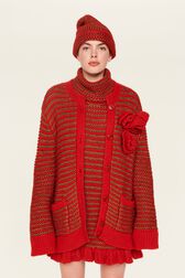 Bonnet lurex femme Rouge/or vue portée de face