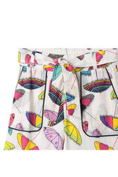 "Parasols" Print Poplin Girl Trousers Multico white details view 1