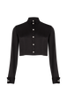 Satin Shirt with Rhinestone Buttons Black front view