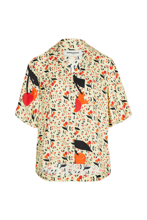 Chemise oversize manches courtes twill femme Baby yellow vue de face
