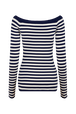 Striped floral sweater Striped white/blue back view
