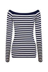 Striped floral sweater Striped white/blue back view