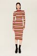 Women Multicolor Striped Maxi Dress Multico emerald striped front worn view