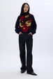 Pull oversize col montant Navy vue portée de face