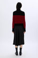 Turtleneck woolen sweater Black/red back worn view
