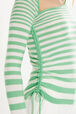Pull rayé col asymétrique à manches longues Rayures anis/blanc vue de détail 2