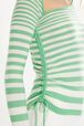 Striped long-sleeved sweater with asymmetric collar Striped anise/white details view 2