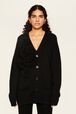 Cardigan laine fleur en relief femme Noir vue portée de face