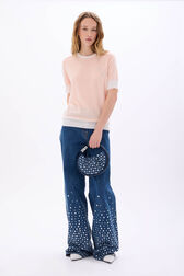 Sac Domino mini en denim et studs Bleu studs vue portée de face
