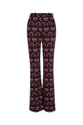 Check Jersey Trousers Claret front view