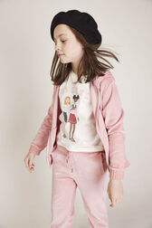 Velvet Girl Zipped Hoodie Pink front worn view