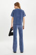 Flared velvet trousers Blue grey back worn view