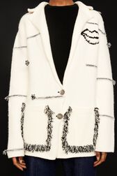 Veste laine intarsia charms femme Ecru vue de détail 1
