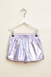 Short fille métallisé Lilas vue de face