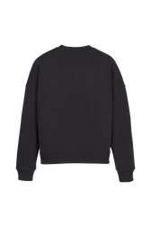 Women Plain Crewneck Sweater Black back view
